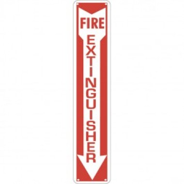 4 x 24" Aluminum Fire Extinguisher Arrow - Fire Red Reverse On White. Petroleum parts from Vulcan Companies.