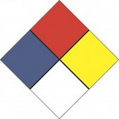 10.75" X 10.75" Hazard Aluminum Truck Placard - Fire Red/Ultra Blue/Lemon Yellow/Black On White. Safety decals from Vulcan Companies.