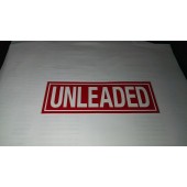 2" X 6" Unleaded Decal -S/F- Fire Red Reverse On White. Petroleum decals from Vulcan Companies.