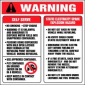 6"X6"  Warning..Static Electricity Spark Explosion Hazard - Decal - Fire Red/Black On White. Safety Decals from Vulcan Companies.