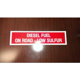 2" X 12" Diesel Fuel On Road Low Sulfur Decal - Fire Red Reverse On White from Vulcan Companies.