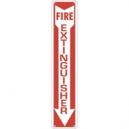 4 x 24" Aluminum Fire Extinguisher Arrow - Fire Red Reverse On White. Petroleum parts from Vulcan Companies.