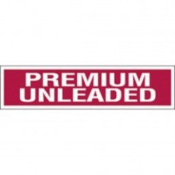 3" X 12" Decal -S/F- Fire Red Reverse On White- Premium Unleaded. Petroleum Parts fro Vulcan Companies.