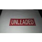 2" X 6" Unleaded Decal -S/F- Fire Red Reverse On White. Petroleum decals from Vulcan Companies.