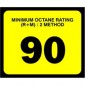 2.5" X 3" # 90 Octane Rating Decal - Black On Yellow. Petroleum octane decals from Vulcan Companies.