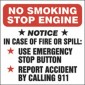 6" X 6" No Smoking Stop Engine... Call 911 - Decal - Fire Red/Black On White. Safety Decals from Vulcan Companies.