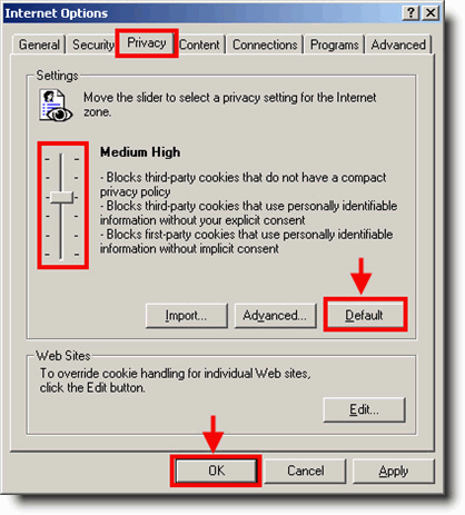 Privacy Setting IE6